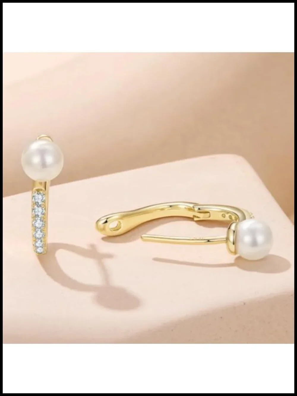 S925 Sterling Silver Pearl Hoop Earrings Hypoallergenic Lightweight